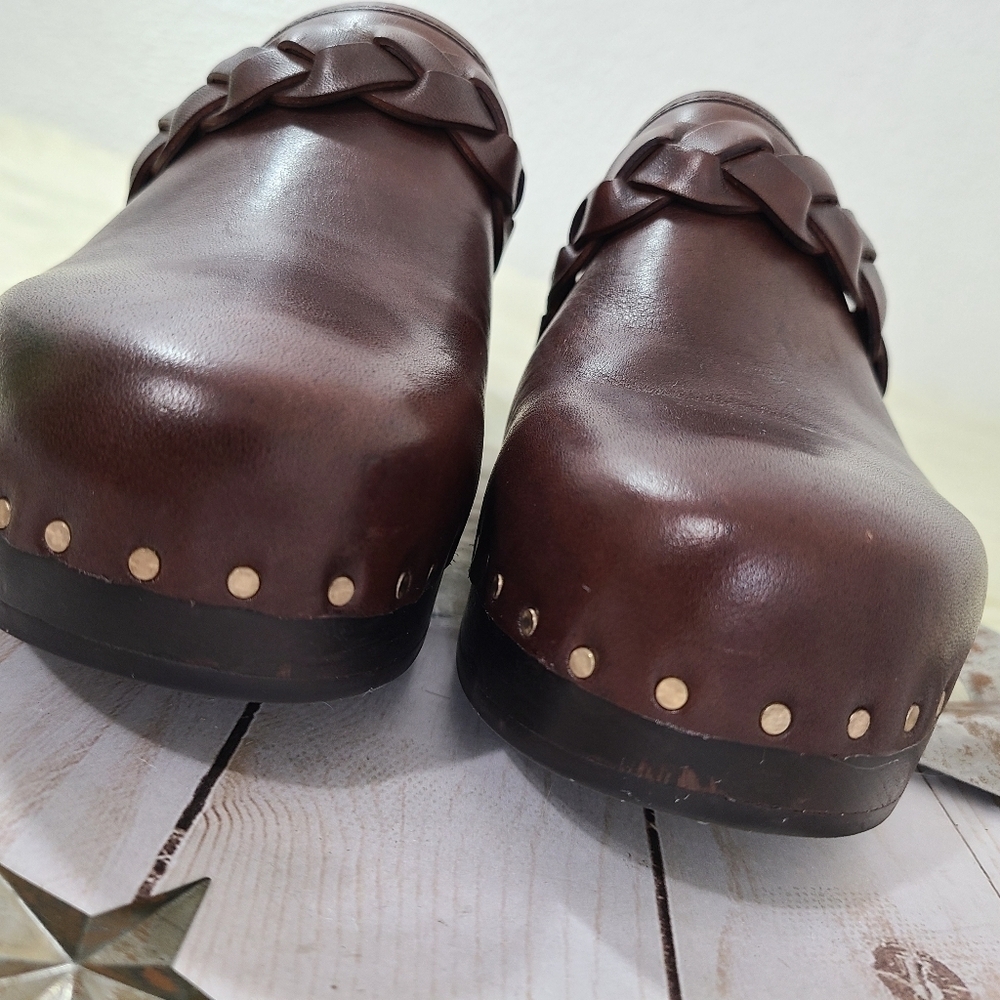 Loeffler Randall Polina Braided Leather Clog Mule womens Espresso Brown size 8 - Picture 5 of 7